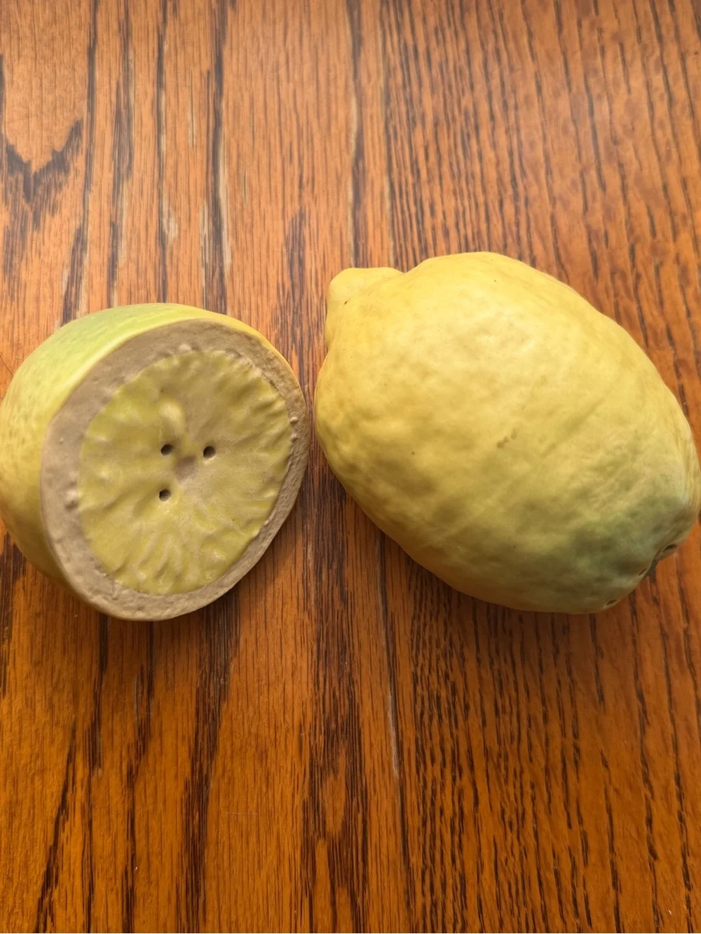 1990s Patricia Garrett Handmade American Pottery Lemons Salt & Pepper Set- 2